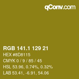 カラーコード: RGB 141.1 129 21 | qconv.com