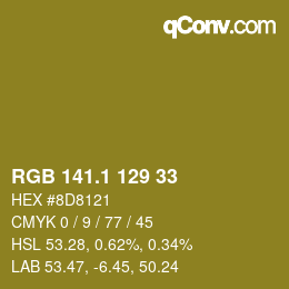 カラーコード: RGB 141.1 129 33 | qconv.com