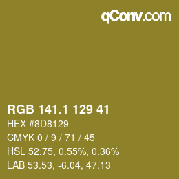 カラーコード: RGB 141.1 129 41 | qconv.com