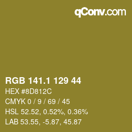 カラーコード: RGB 141.1 129 44 | qconv.com