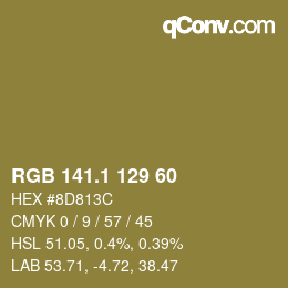 カラーコード: RGB 141.1 129 60 | qconv.com