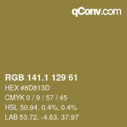 カラーコード: RGB 141.1 129 61 | qconv.com