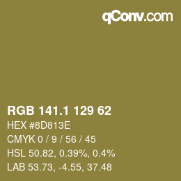 カラーコード: RGB 141.1 129 62 | qconv.com