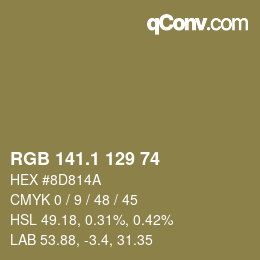 カラーコード: RGB 141.1 129 74 | qconv.com