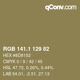 カラーコード: RGB 141.1 129 82 | qconv.com