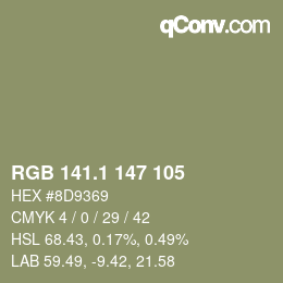 Color code: RGB 141.1 147 105 | qconv.com