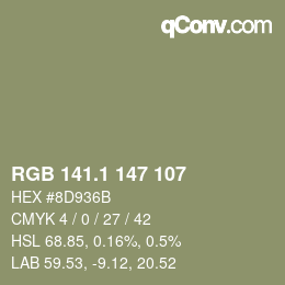 カラーコード: RGB 141.1 147 107 | qconv.com