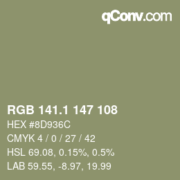 カラーコード: RGB 141.1 147 108 | qconv.com