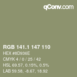 Color code: RGB 141.1 147 110 | qconv.com