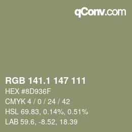 カラーコード: RGB 141.1 147 111 | qconv.com