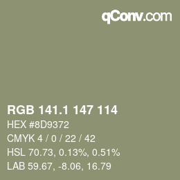 Color code: RGB 141.1 147 114 | qconv.com