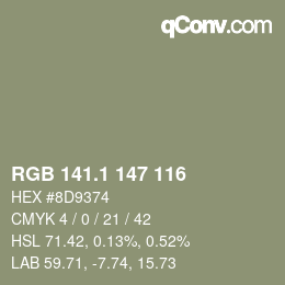 Farbcode: RGB 141.1 147 116 | qconv.com