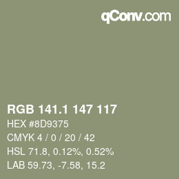 カラーコード: RGB 141.1 147 117 | qconv.com