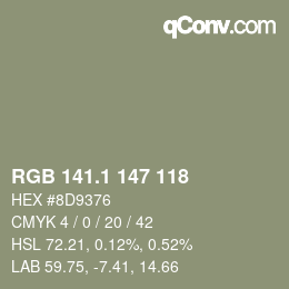 Color code: RGB 141.1 147 118 | qconv.com