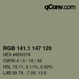 カラーコード: RGB 141.1 147 120 | qconv.com