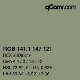 Color code: RGB 141.1 147 121 | qconv.com