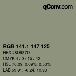 Color code: RGB 141.1 147 125 | qconv.com