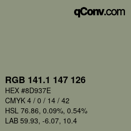 Color code: RGB 141.1 147 126 | qconv.com