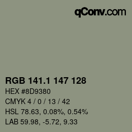 Color code: RGB 141.1 147 128 | qconv.com
