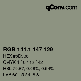 カラーコード: RGB 141.1 147 129 | qconv.com