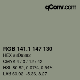 Color code: RGB 141.1 147 130 | qconv.com