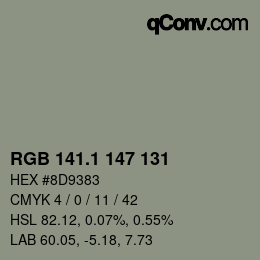 Color code: RGB 141.1 147 131 | qconv.com