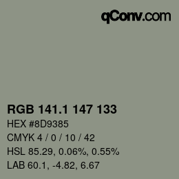 Color code: RGB 141.1 147 133 | qconv.com
