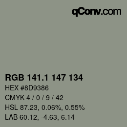 カラーコード: RGB 141.1 147 134 | qconv.com