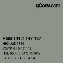 カラーコード: RGB 141.1 147 137 | qconv.com
