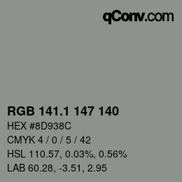 Color code: RGB 141.1 147 140 | qconv.com