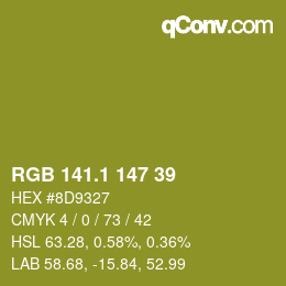 カラーコード: RGB 141.1 147 39 | qconv.com