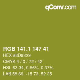 カラーコード: RGB 141.1 147 41 | qconv.com