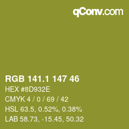 カラーコード: RGB 141.1 147 46 | qconv.com
