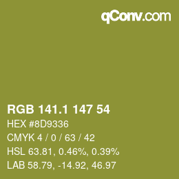 カラーコード: RGB 141.1 147 54 | qconv.com