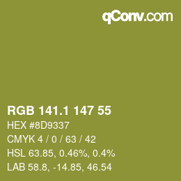 カラーコード: RGB 141.1 147 55 | qconv.com
