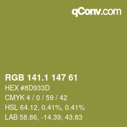 カラーコード: RGB 141.1 147 61 | qconv.com