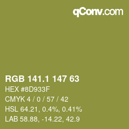 カラーコード: RGB 141.1 147 63 | qconv.com