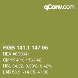 カラーコード: RGB 141.1 147 65 | qconv.com