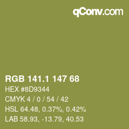 カラーコード: RGB 141.1 147 68 | qconv.com