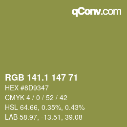 カラーコード: RGB 141.1 147 71 | qconv.com
