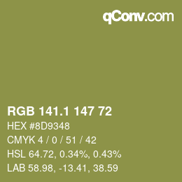 カラーコード: RGB 141.1 147 72 | qconv.com
