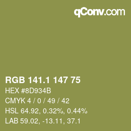 カラーコード: RGB 141.1 147 75 | qconv.com
