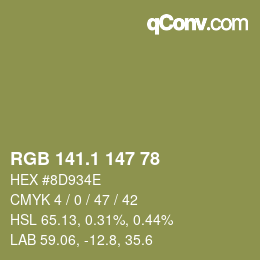 カラーコード: RGB 141.1 147 78 | qconv.com