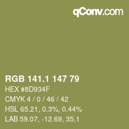 カラーコード: RGB 141.1 147 79 | qconv.com