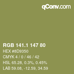 カラーコード: RGB 141.1 147 80 | qconv.com