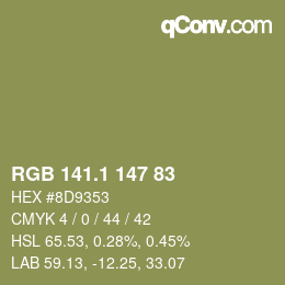 カラーコード: RGB 141.1 147 83 | qconv.com