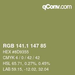 カラーコード: RGB 141.1 147 85 | qconv.com