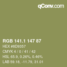 カラーコード: RGB 141.1 147 87 | qconv.com