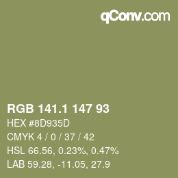 カラーコード: RGB 141.1 147 93 | qconv.com