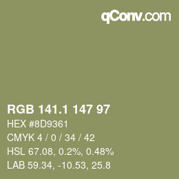 カラーコード: RGB 141.1 147 97 | qconv.com